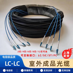 LC千兆多模室外成品铠装光缆2芯4芯6芯8芯12芯免熔接户外光纤线SC