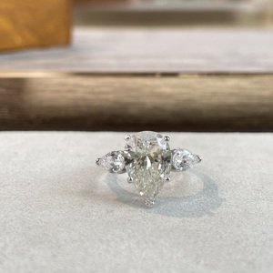 简约水滴戒指S925纯银培育高碳钻高级感指环不掉色时尚饰品珠宝