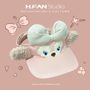 可爱卡通粉色小熊空顶帽子女韩版夏季ins甜美逛街跑步运动遮阳帽