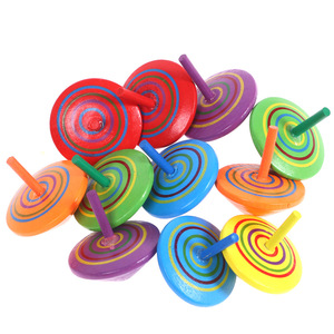 木制质彩色手转彩虹小陀螺创意男孩亲子互动宝宝桌面玩具