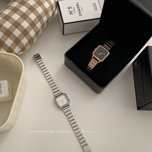 【复古回潮】老式复古金属竹节方形手表 小众设计轻奢高级感腕表