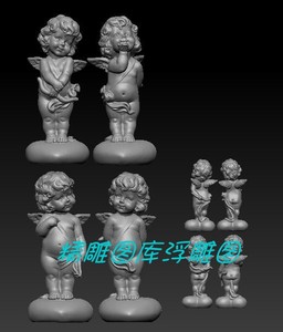 4款爱神 丘比特天使雕像  3D打印图纸圆雕立体图 打印素材STL模型