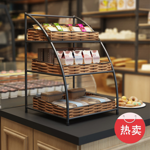 创意桌面多层食品收纳架展示架框货架网咖铁艺小零食家用置物架