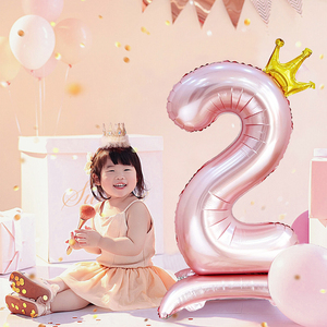 42寸带底座大号粉色数字铝膜气球生日装饰场景布置男女孩周岁拍照