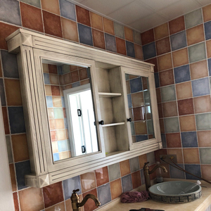 美式实木浴室镜柜浴室柜收纳盒镜子卫生间储物吊柜壁挂挂墙式镜箱