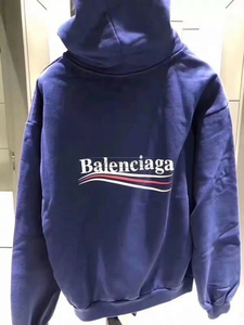 Balenciaga/巴黎世家 经典蓝色 可乐波浪 字母logo 帽衫连帽卫衣