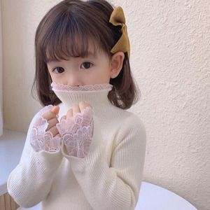 女童打底衫秋季儿童装小女孩打底衣蕾丝花边毛衣韩版洋气长袖T恤