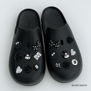 黑白经典库洛米优调鞋花洞洞鞋卡扣crocs装饰扣鞋扣diy配件立体