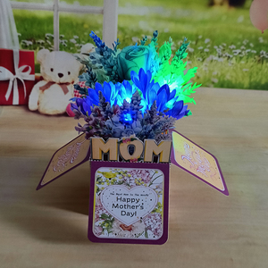 母亲节发光音乐鲜花3D立体贺卡纸雕印刷镂空祝福教师节送妈妈老师