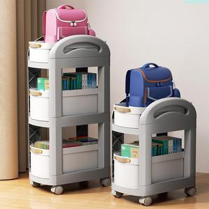 日本进口MUJIΕ学生放书包置物架可移动小推车书架儿童书桌收纳落