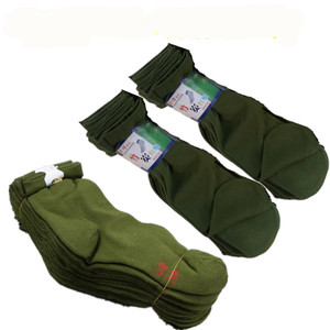 军绿色袜子薄款丝袜涤棉袜耐磨穿学生军迷作训运动袜工地干活男袜