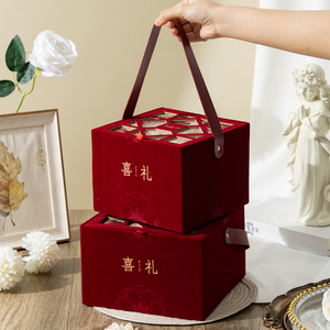 中国风喜糖盒子包装盒伴手礼盒子手提结婚礼品盒空盒伴娘大号硬盒