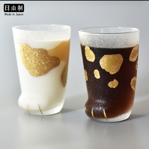 日本进口aderia金色猫爪杯磨砂可爱猫脚玻璃杯水杯牛奶果汁杯礼物
