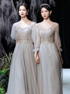 新款韩版连衣裙女春季毕业礼服高级感订婚晚礼服闺蜜姐妹团伴娘服