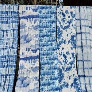 棉质传统扎染花型布料民族风蓝染幼儿园环创背景布幔装饰面料