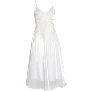 白月光仙女裙女白色气质流光纱法式名媛性感网纱显瘦吊带连衣裙
