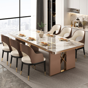 轻奢意式岩板餐桌椅组合现代简约家用小户型长方形西餐桌吃饭桌子
