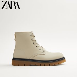 40现货 ZARA 男鞋 白色系带靴马丁靴 12011720002