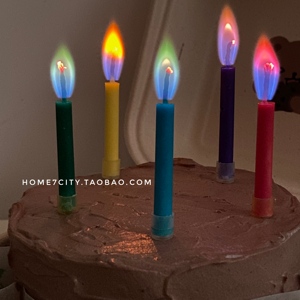 ins彩色火焰蜡烛生日蛋糕装饰蜡光晚餐情人节日仪式感拍照道具