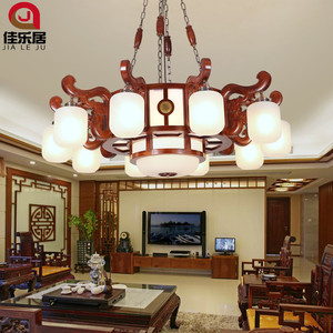 中式客厅吊灯中国风古典实木餐厅卧室灯具别墅复式楼仿古大厅灯饰