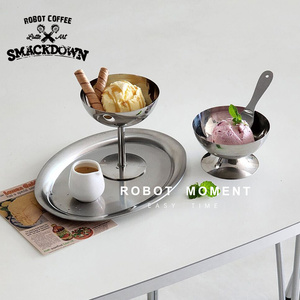 ROBOT不锈钢甜品碗冰淇淋杯高脚洋酒304韩桂ins美食博主拍照道具