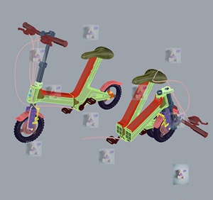 折叠自行车 儿童自行车 犀牛建模rhino/C4D/3Dmax/maya模型obj