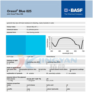 德国巴斯夫BASF奥丽素Orasol蓝825金属络合染料钛菁绿相蓝色粉