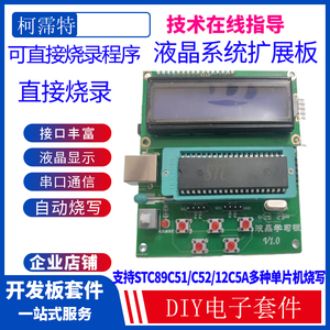 STC89C51/C52最小系统51单片机烧写器驱动板程序下载调试板模块