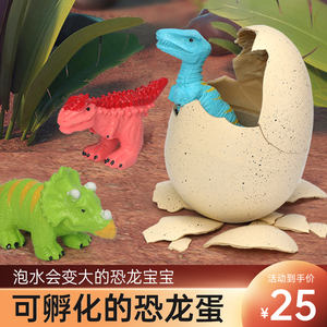 恐龙蛋孵化蛋泡水变大号小动物手偶男孩儿童三角龙霸王龙玩具盲盒