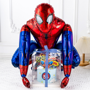 儿童超级英雄蛋糕装饰插牌插件铝膜立体气球蜘蛛生日派对炫酷摆件