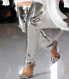 欧美走秀新款水晶透明高跟过膝长筒靴外贸大码时尚透明亮片女高靴