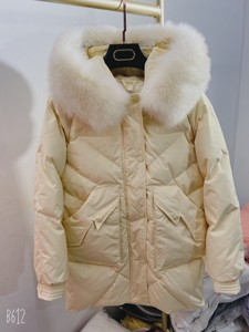 阿美朵拉羽绒服2022冬装新款韩版超大真毛毛领连帽显瘦洋气面包服