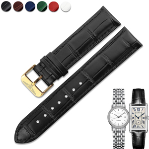针扣手表带代用浪琴时尚黛绰维纳系列真牛皮手表带配件男女15 17m