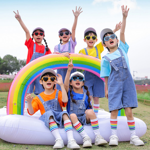 六一儿童牛仔背带裤合唱演出服幼儿园小学生运动会表演服装啦啦队