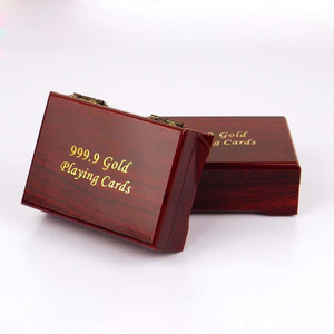 金箔扑克木盒 高档扑克盒 扑克包装木盒 黑棕色扑克牌木制盒子