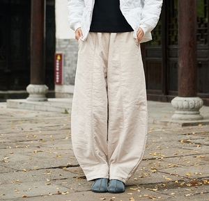 2020冬季棉麻女装新品复古中式国风夹棉保暖女式灯笼棉衣棉裤