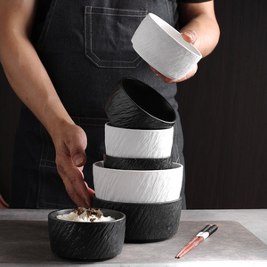 轻奢高级感新款黑色陶瓷米饭碗单个吃饭碗个人专用家用餐具汤碗大
