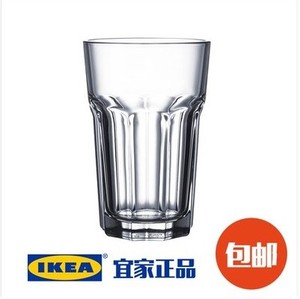 宜家正品博克尔无盖钢化玻璃杯水杯喝水茶杯玻璃杯子保加利亚产