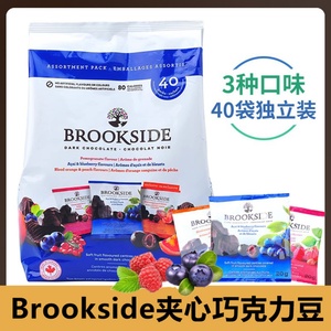 加拿大贝客诗Brookside蓝莓汁夹心黑巧克力豆混装水果味进口零食