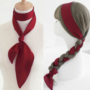 酒红色长条小丝巾女春秋夏季发带绑包丝带飘带缎带围脖子装饰领带