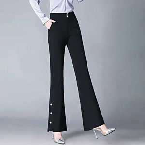 微喇裤夏季新款妈妈喇叭裤九分小个子高腰弹力黑色垂感高品质女裤