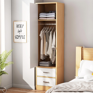 衣柜卧室家用简易组装收纳柜子出租房小户型实木色宿舍单人大衣柜