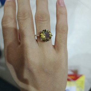 6克拉土耳其苏丹石水铝石变色宝石925银戒指女电镀18k金12mm宝石