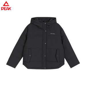 匹克/PEAK黑色中厚棉衣连帽冬季保暖时尚休闲外套上衣女款F594022