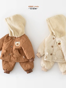 6-9个月10男宝宝冬装一周岁2女婴幼儿童棉衣3加绒11保暖4棉服套装