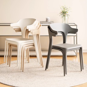 塑料椅子家用客厅餐桌椅餐椅书桌靠背凳子网红休闲现代简约牛角椅