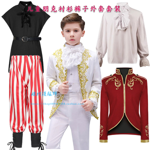 万圣节欧洲文艺复兴服装儿童衬衫中世纪蒸汽朋克儿童衬衫外套套装