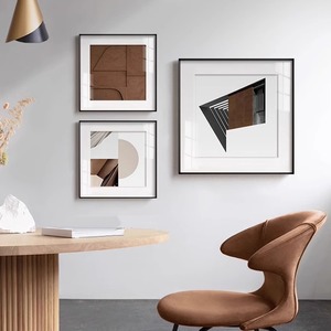 小众艺术几何棕色挂画设计师抽象客厅沙发背景墙建筑空间装饰壁画