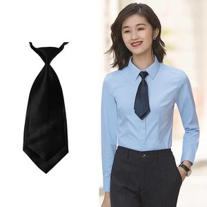 职业领带女银行酒店销售学生工装工作服衬衣女系带双层免打小领结
