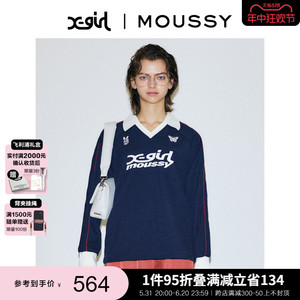 X-girl系列 MOUSSY2024新品美式校园风撞色针织衫女010GAL01-5260